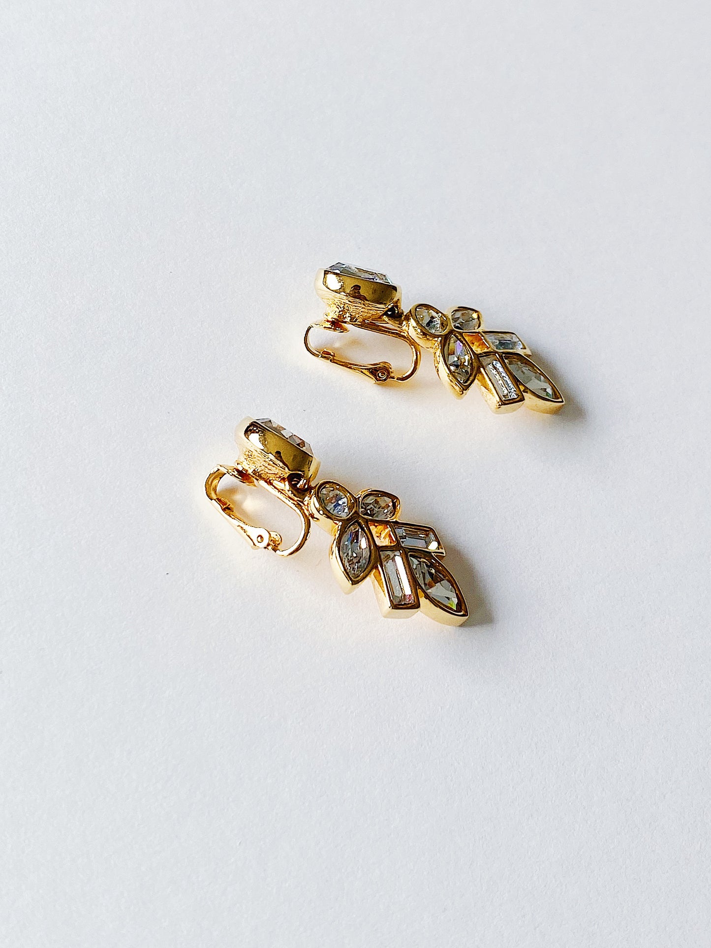 Vintage Swarovski Floral Drop Clip Earrings