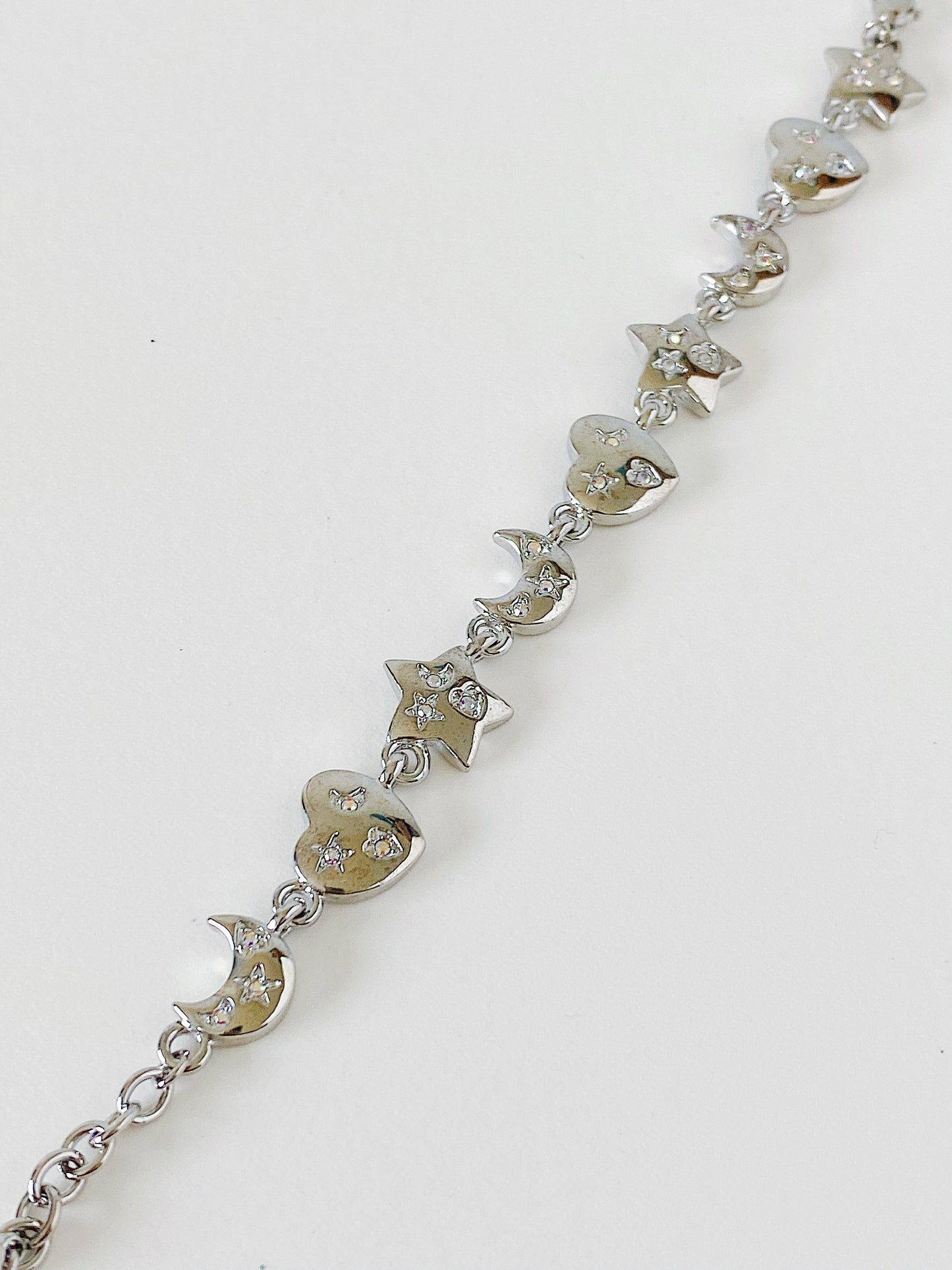 Vintage Kirks Folly Moon & Stars Bracelet Aurora Borealis Rhinestone
