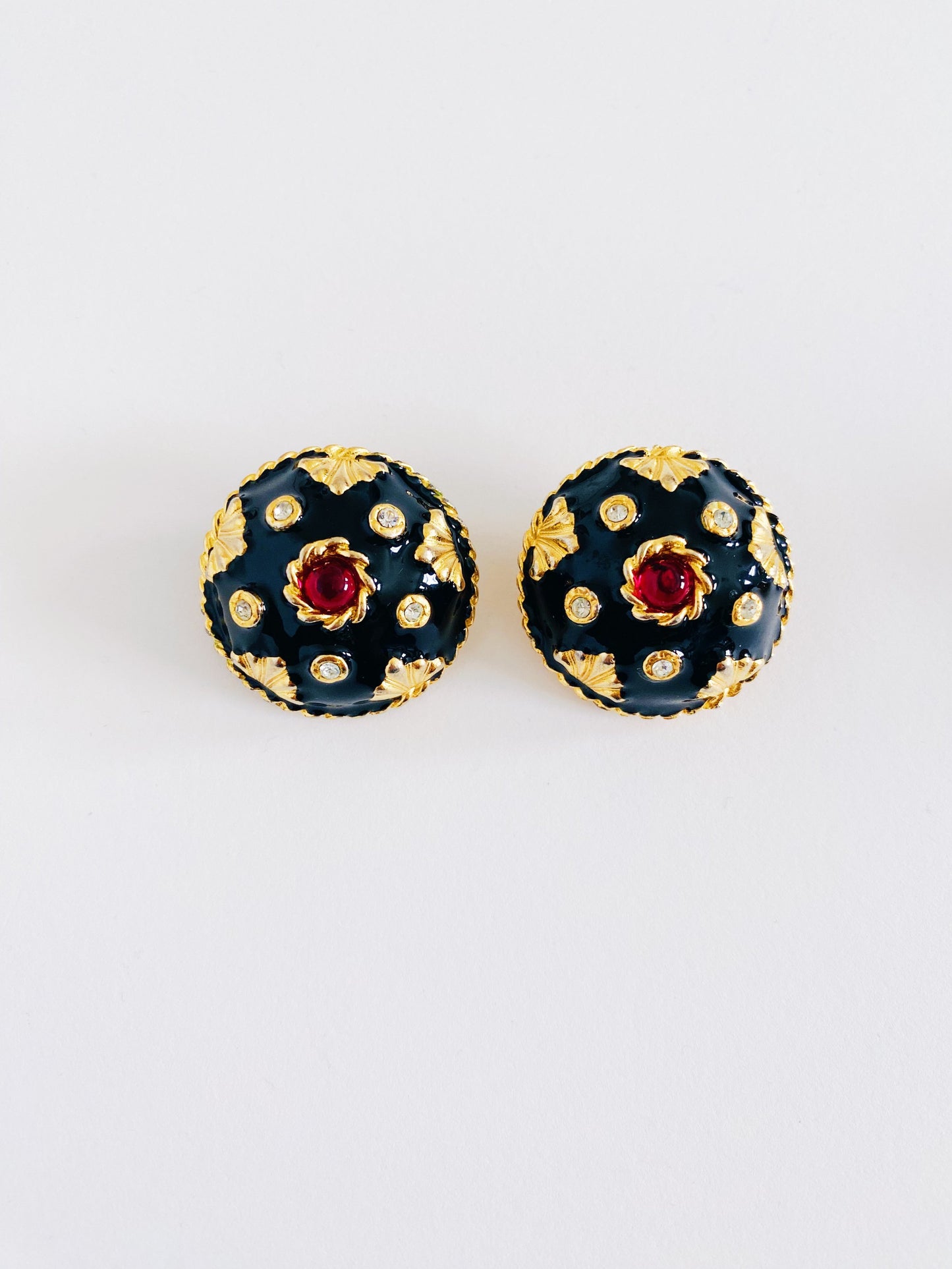 Vintage YOSCA Black Enamel Earrings