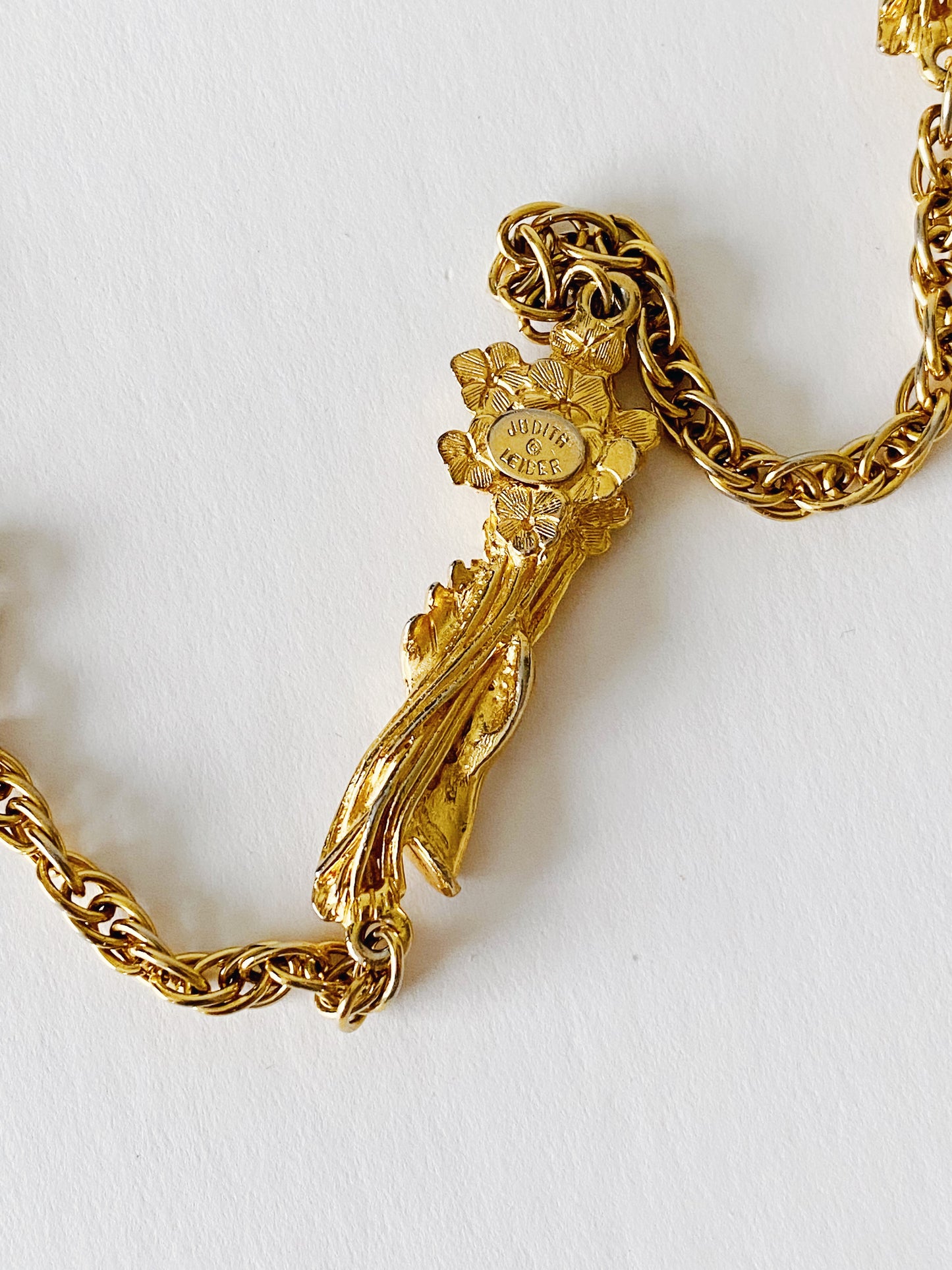 Rare Vintage Judith Leiber Hand Holding Flower Necklace