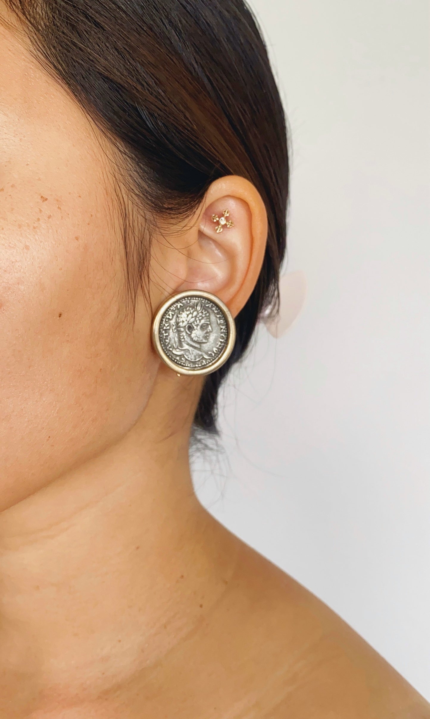 Vintage Carolee Roman Coin Clip Earrings