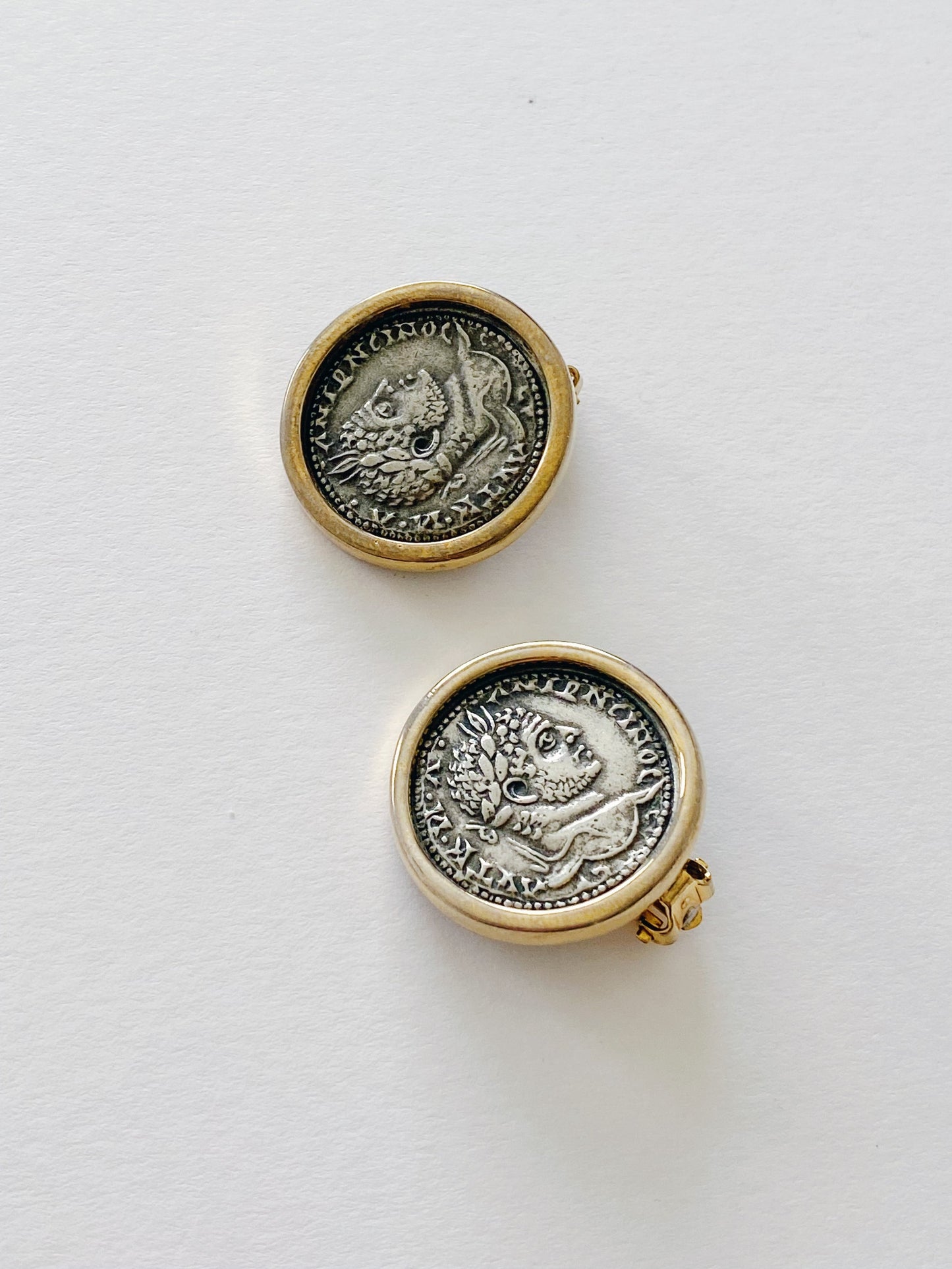 Vintage Carolee Roman Coin Clip Earrings