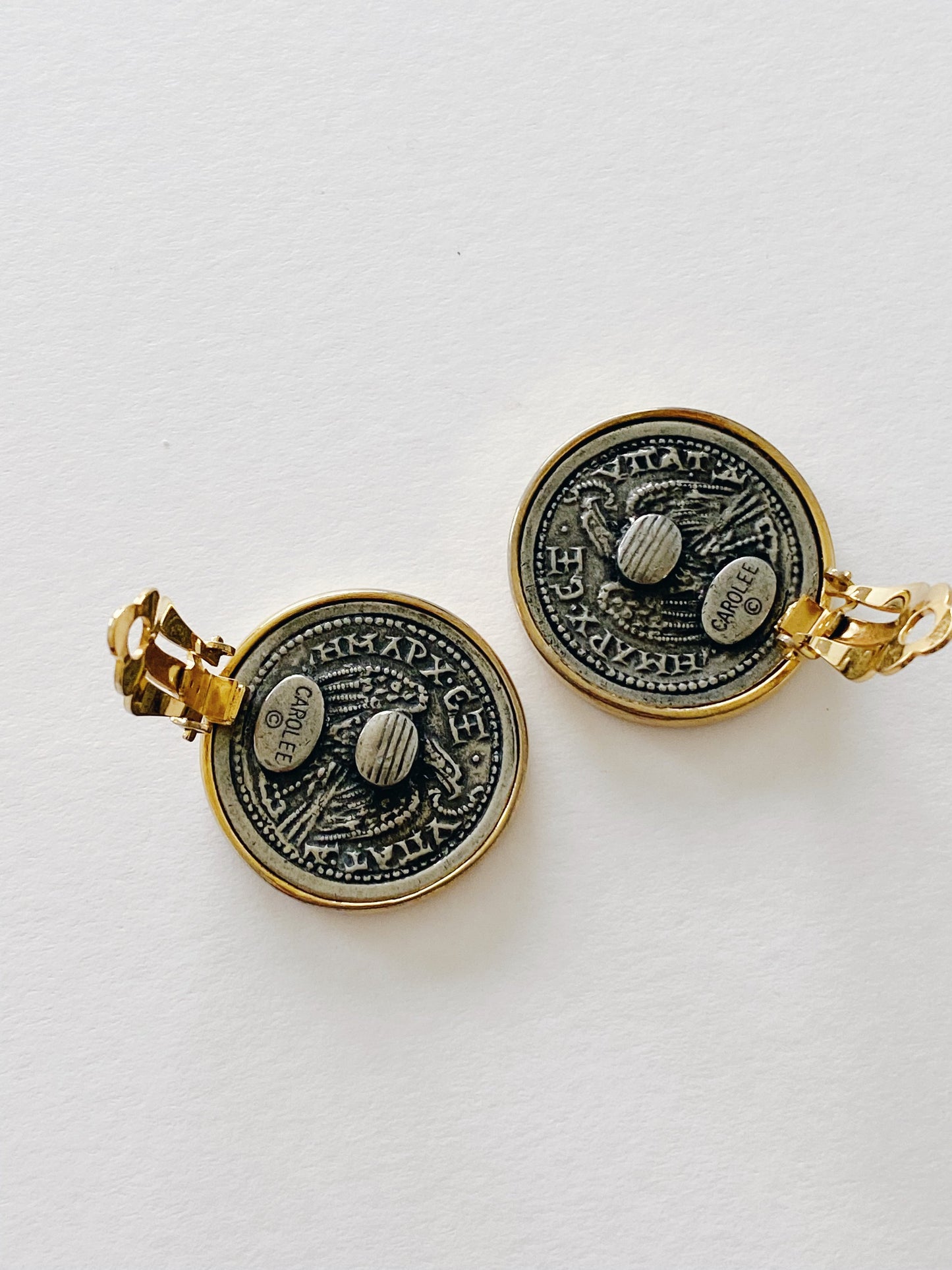 Vintage Carolee Roman Coin Clip Earrings