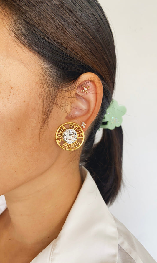 Vintage Sonia Rykiel Rhinestone Clip Earrings