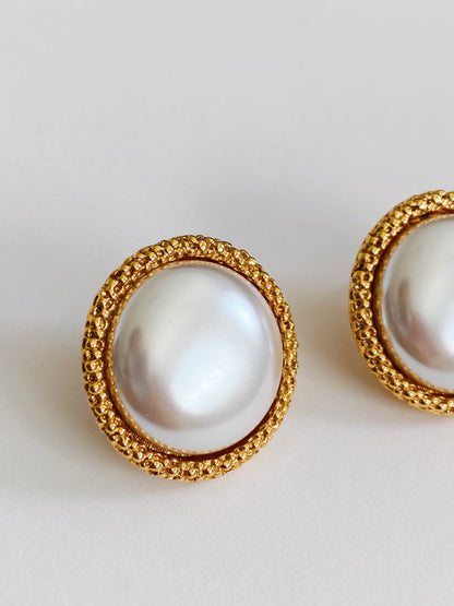 Vintage Napier Glass Pearl Earrings