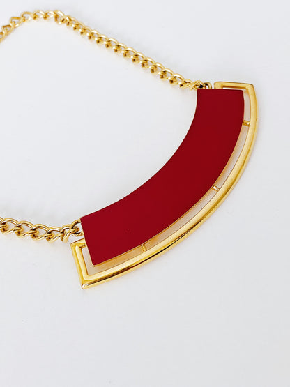 Vintage Monet Abstract Red Enamel Necklace