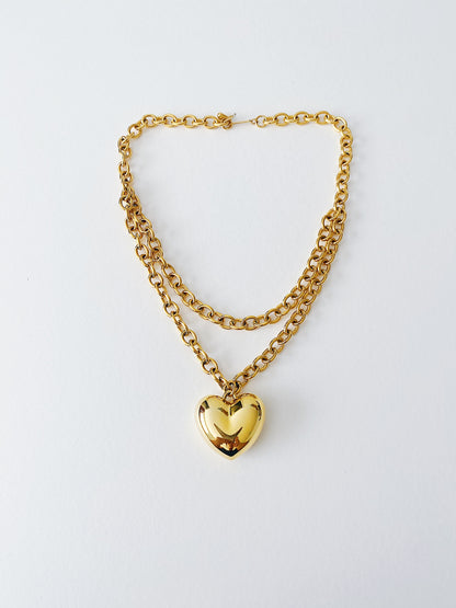 Vintage Avon Puffy Heart Necklace