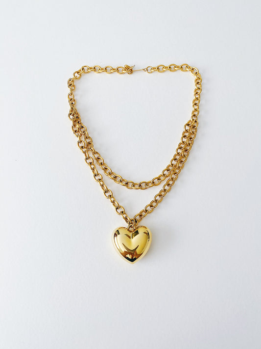 Vintage Avon Puffy Heart Necklace