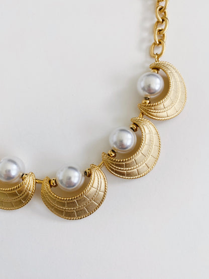 Vintage Crescent Pearl Necklace