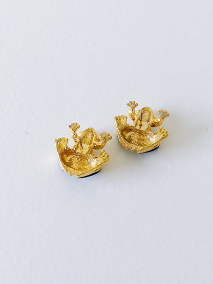 Vintage Frog Enamel Earrings