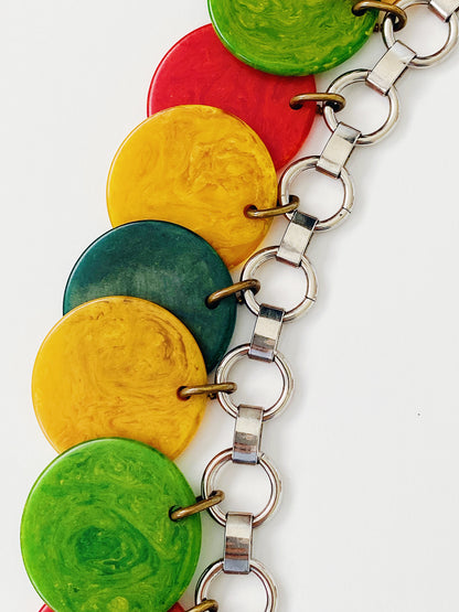 Vintage 1960s/70s Yves Saint Laurent Bakelite Disc Link Chain Belt