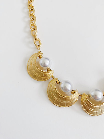 Vintage Crescent Pearl Necklace