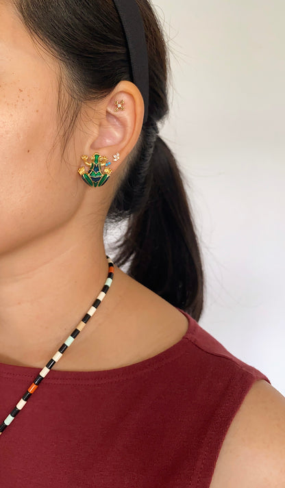 Vintage Frog Enamel Earrings