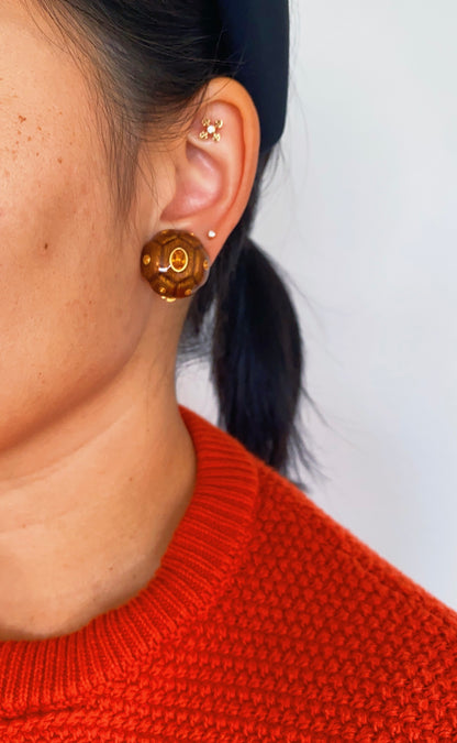 Vintage Joan Rivers Enamel Turtle Shell Clip-On Earrings