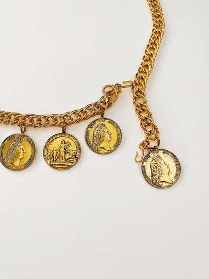 Vintage Gold-Plated Roman Coin Chain Belt