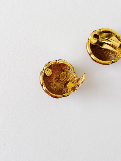 Vintage Joan Rivers Enamel Turtle Shell Clip-On Earrings