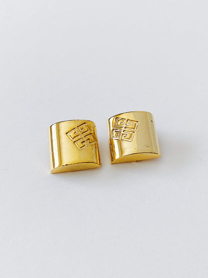 Vintage Givenchy Logo Square Clip-On Earrings