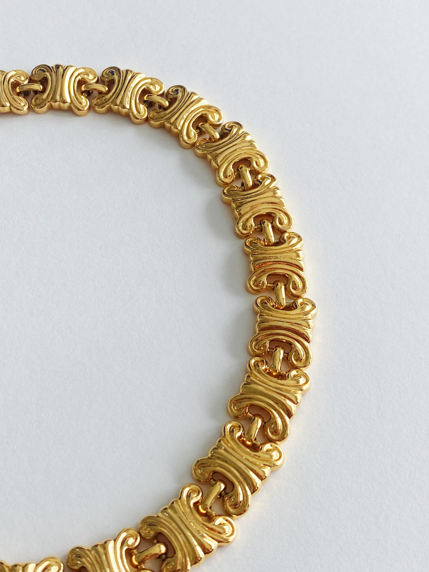 Vintage Double C Arc Motif Chain Necklace