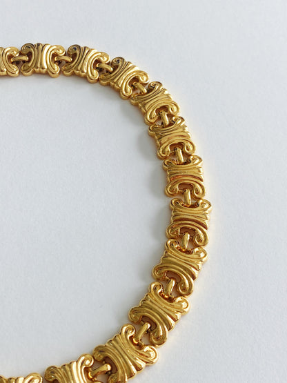 Vintage Double C Arc Motif Chain Necklace