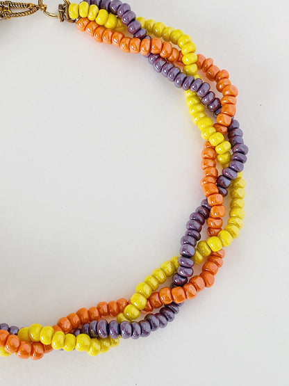 Vintage Mid-Century Braided Glass Bead Necklace