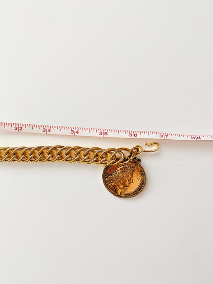 Vintage Gold-Plated Roman Coin Chain Belt