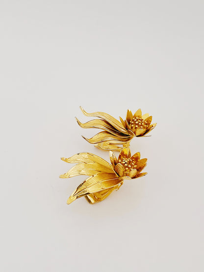 Vintage French Sunflower Climber Earrings