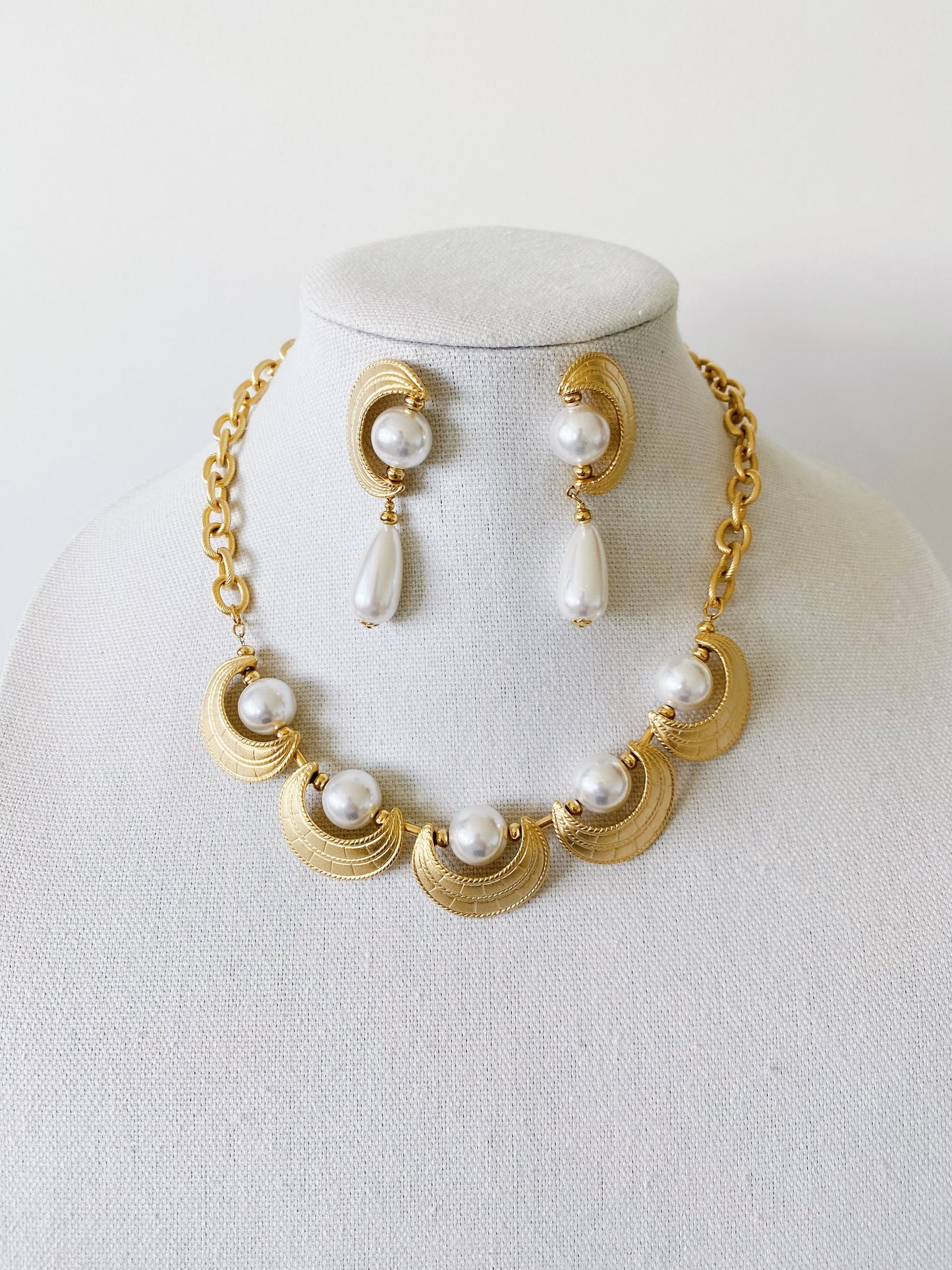 Vintage Crescent Pearl Necklace