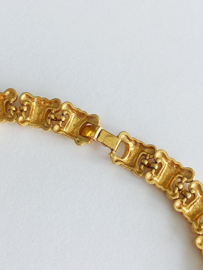 Vintage Double C Arc Motif Chain Necklace