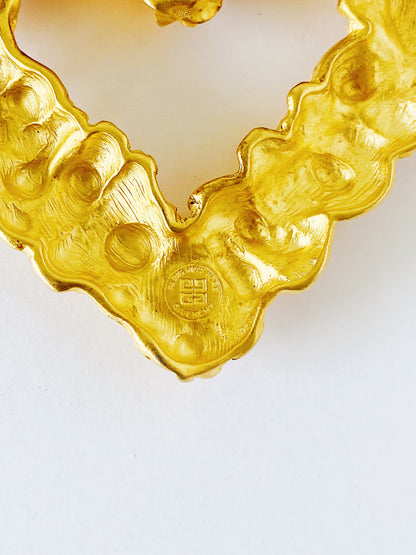 Vintage Givenchy Rosette Heart Brooch