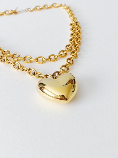 Vintage Avon Puffy Heart Necklace