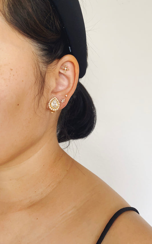 Vintage Swarovski Teardrop Crystal Clip-On Earrings