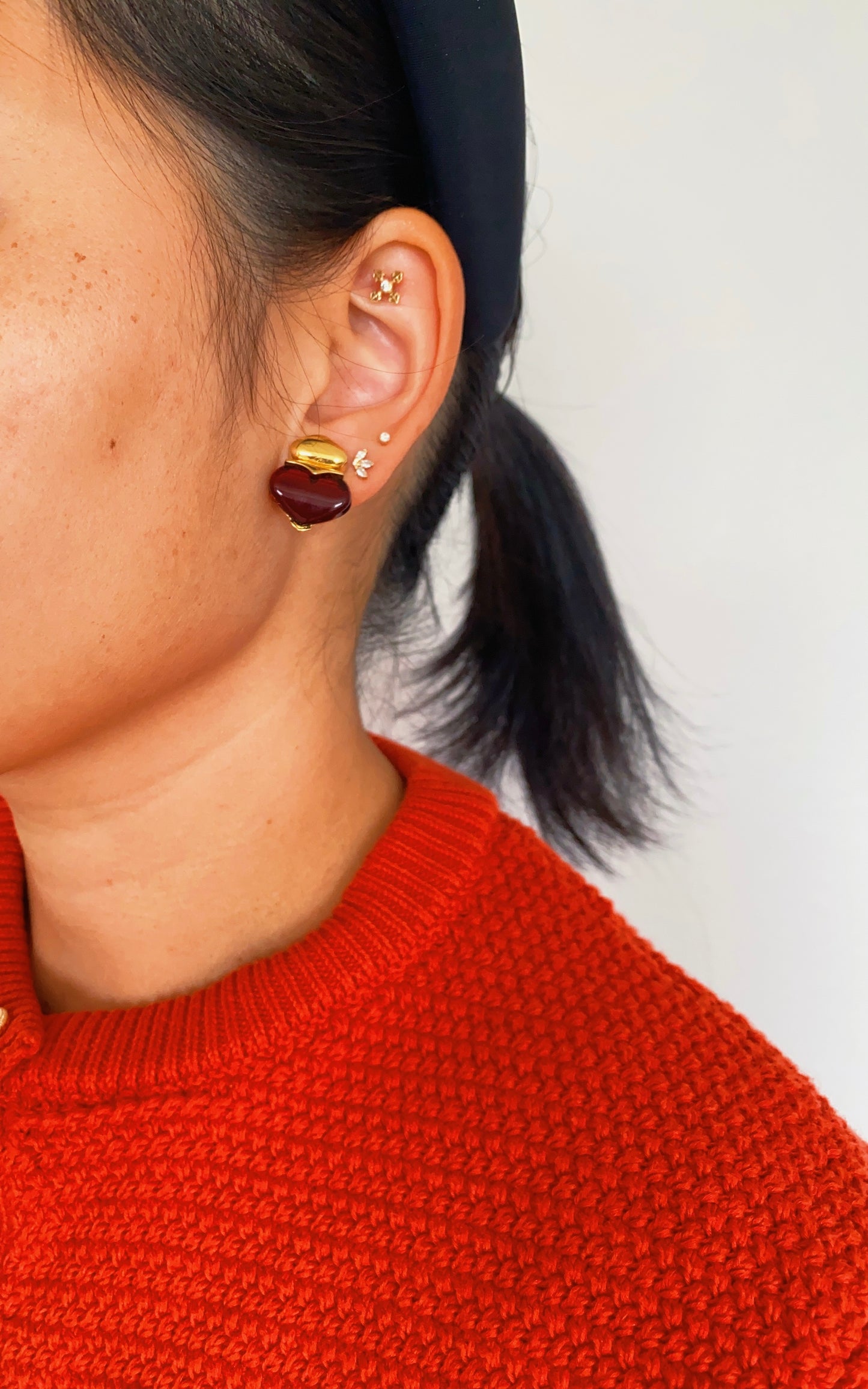 Vintage Pierre Cardin Glass Heart Clip-On Earrings