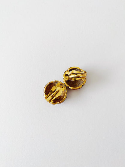 Vintage Joan Rivers Enamel Turtle Shell Clip-On Earrings
