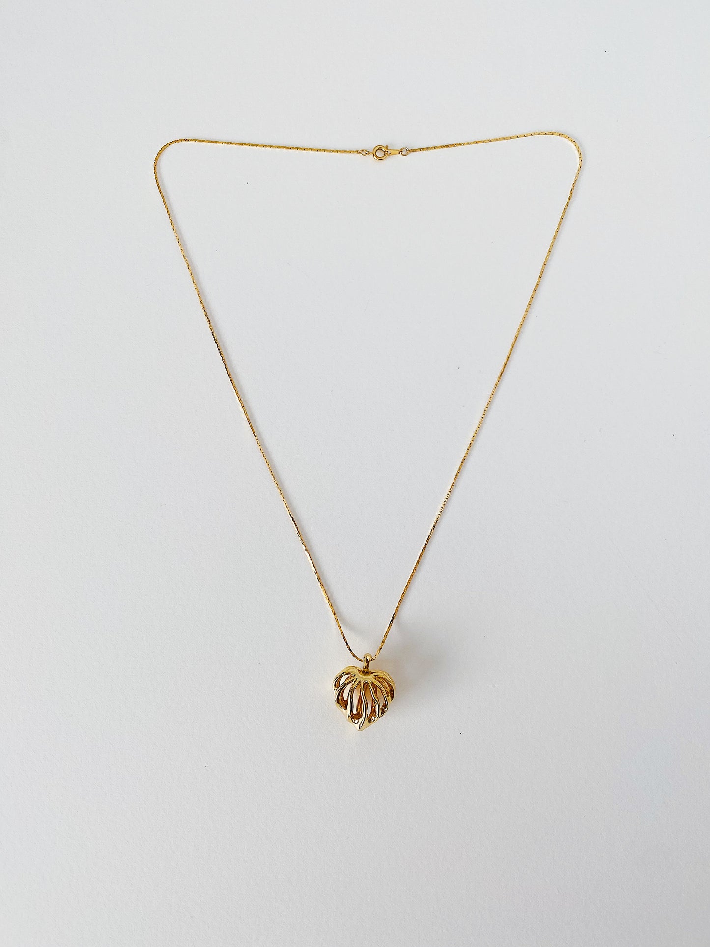 Vintage Caged Puffy Heart Pendant Necklace