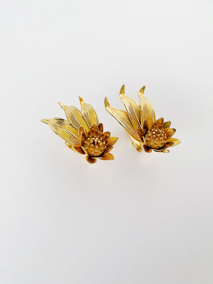 Vintage French Sunflower Climber Earrings