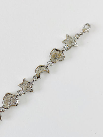 Vintage Kirks Folly Moon & Stars Bracelet Aurora Borealis Rhinestone