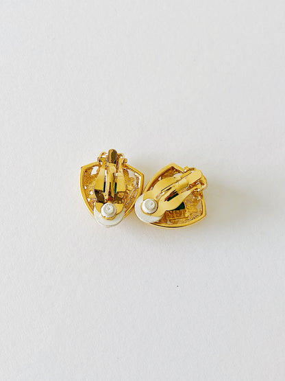 Vintage JBK Camrose & Kross Malachite Clip-On Earrings