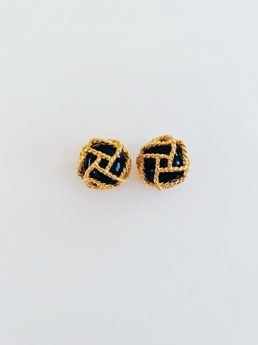 Vintage Paolo Gucci Caged Cabochon Earrings