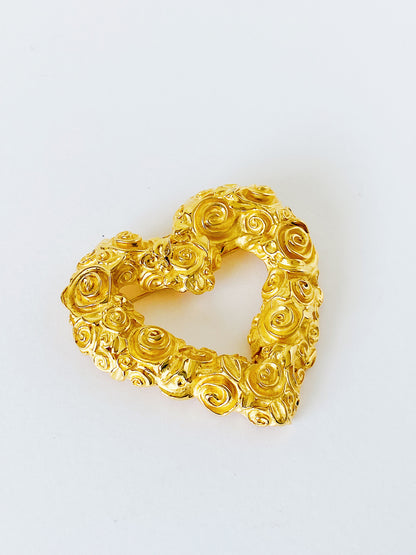 Vintage Givenchy Rosette Heart Brooch