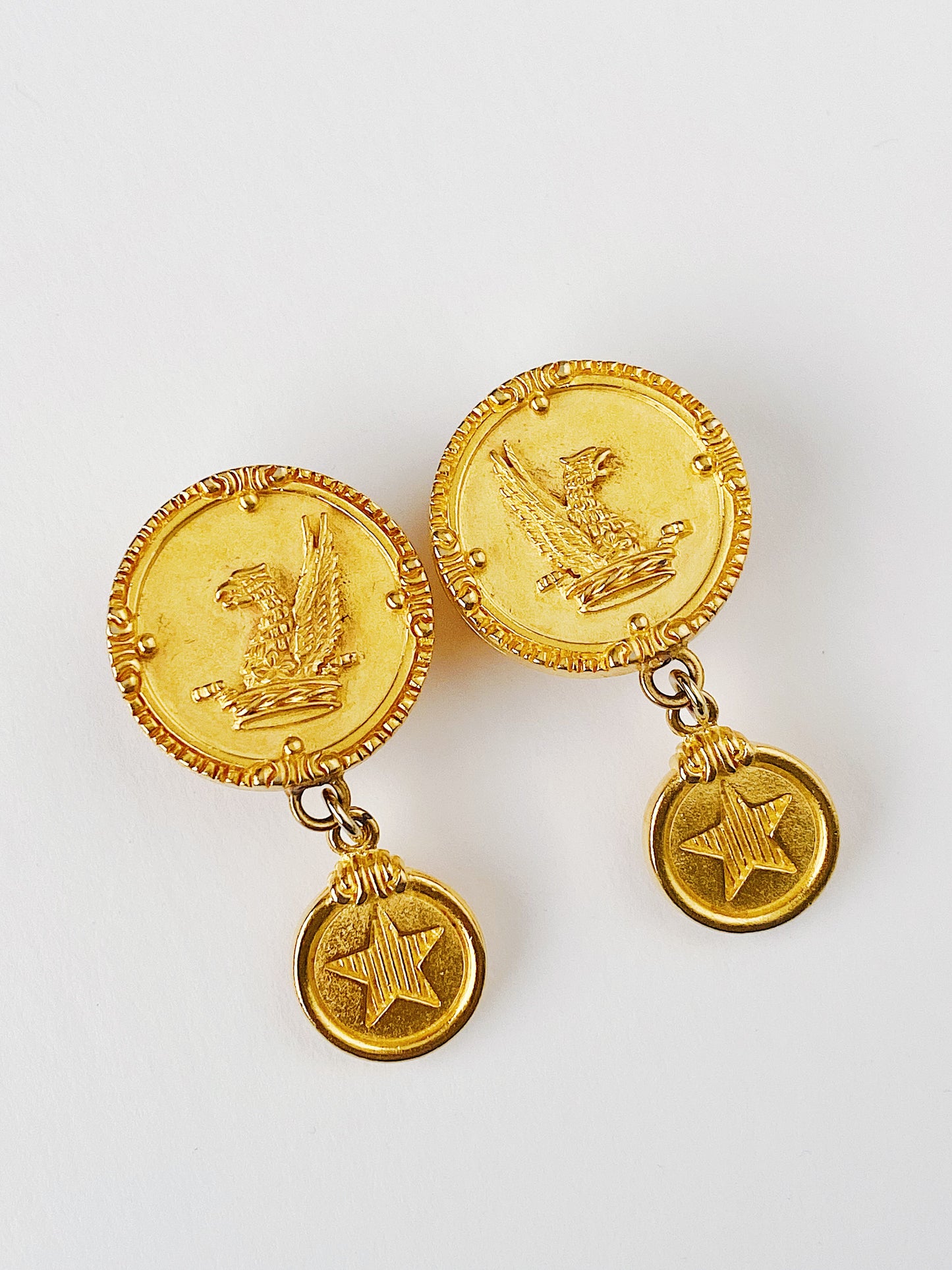 Vintage MISH Griffin Coin Earrings