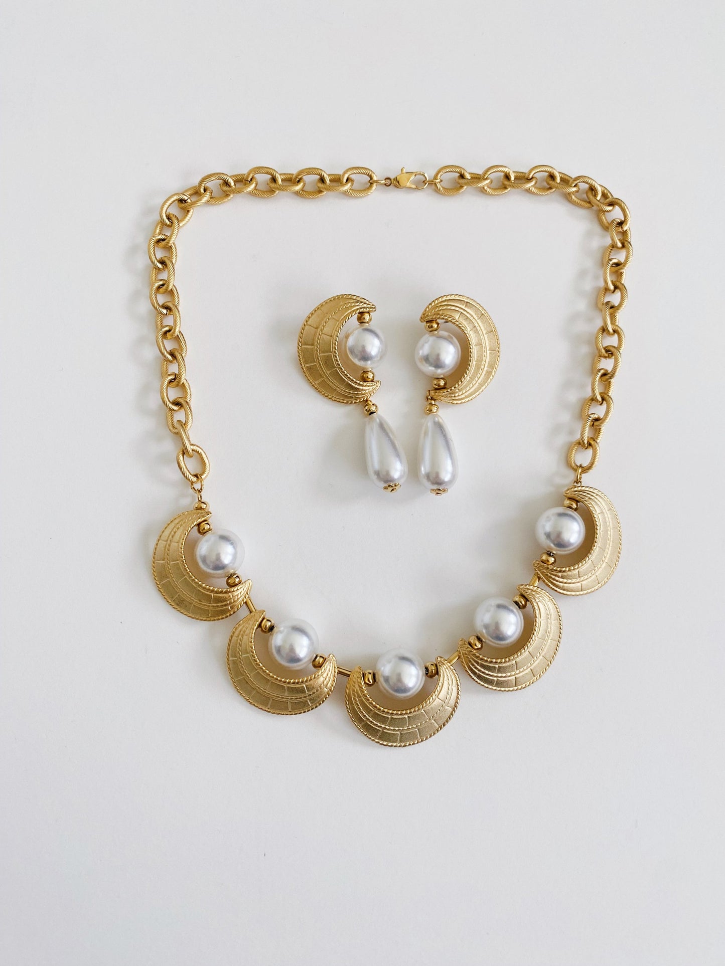 Vintage Crescent Pearl Necklace