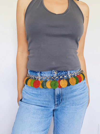 Vintage 1960s/70s Yves Saint Laurent Bakelite Disc Link Chain Belt