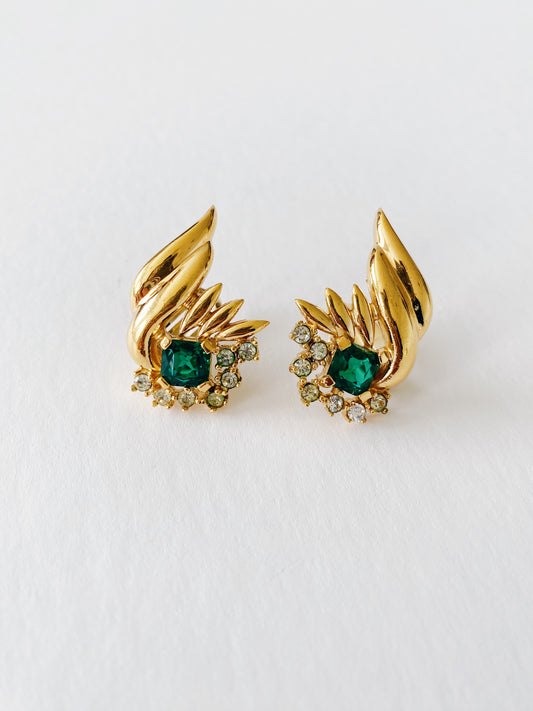 Vintage Nina Ricci Crystal Wing Clip Earrings