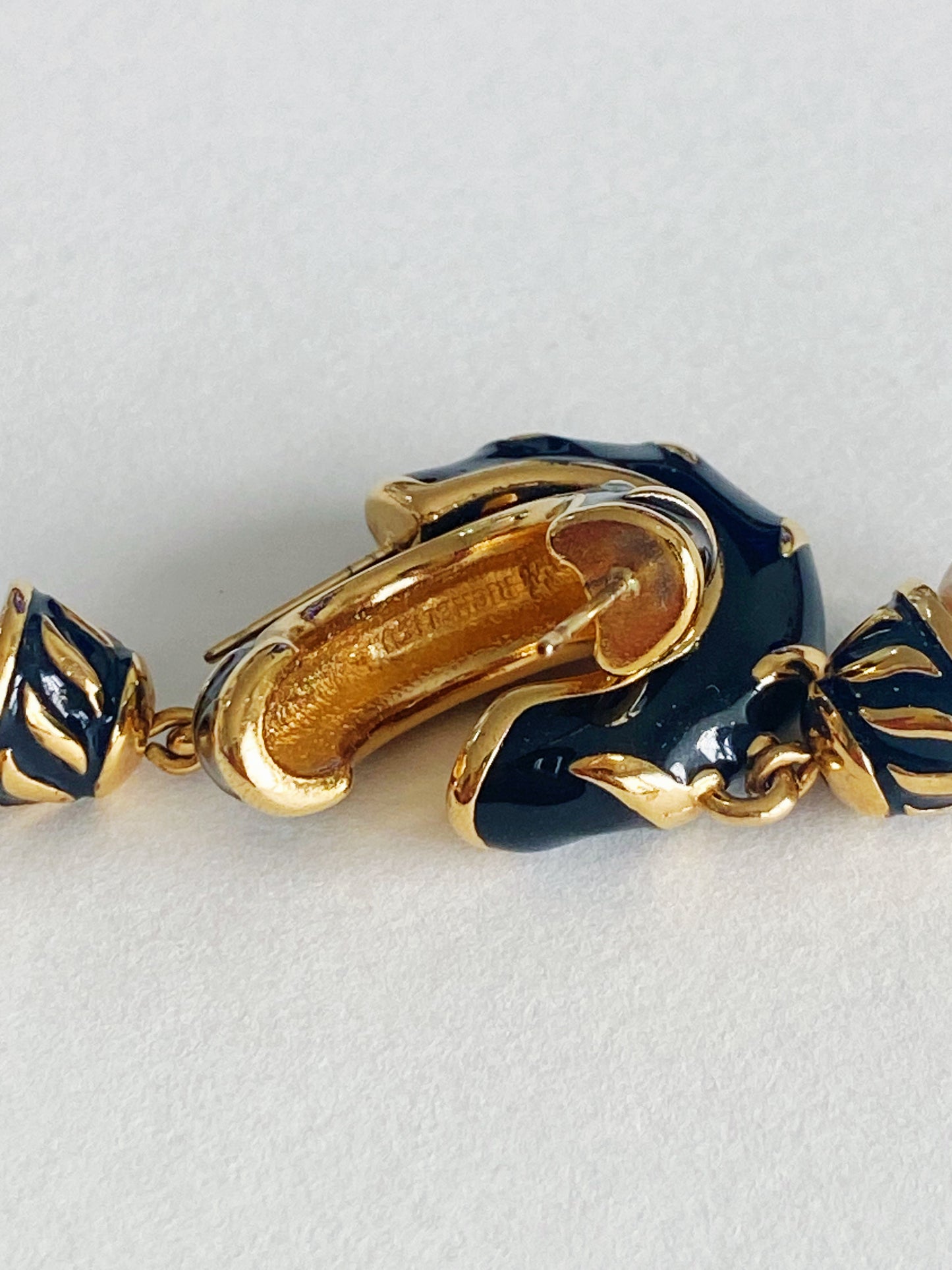 Vintage Richelieu Black & Gold Faux Pearl Drop Earrings