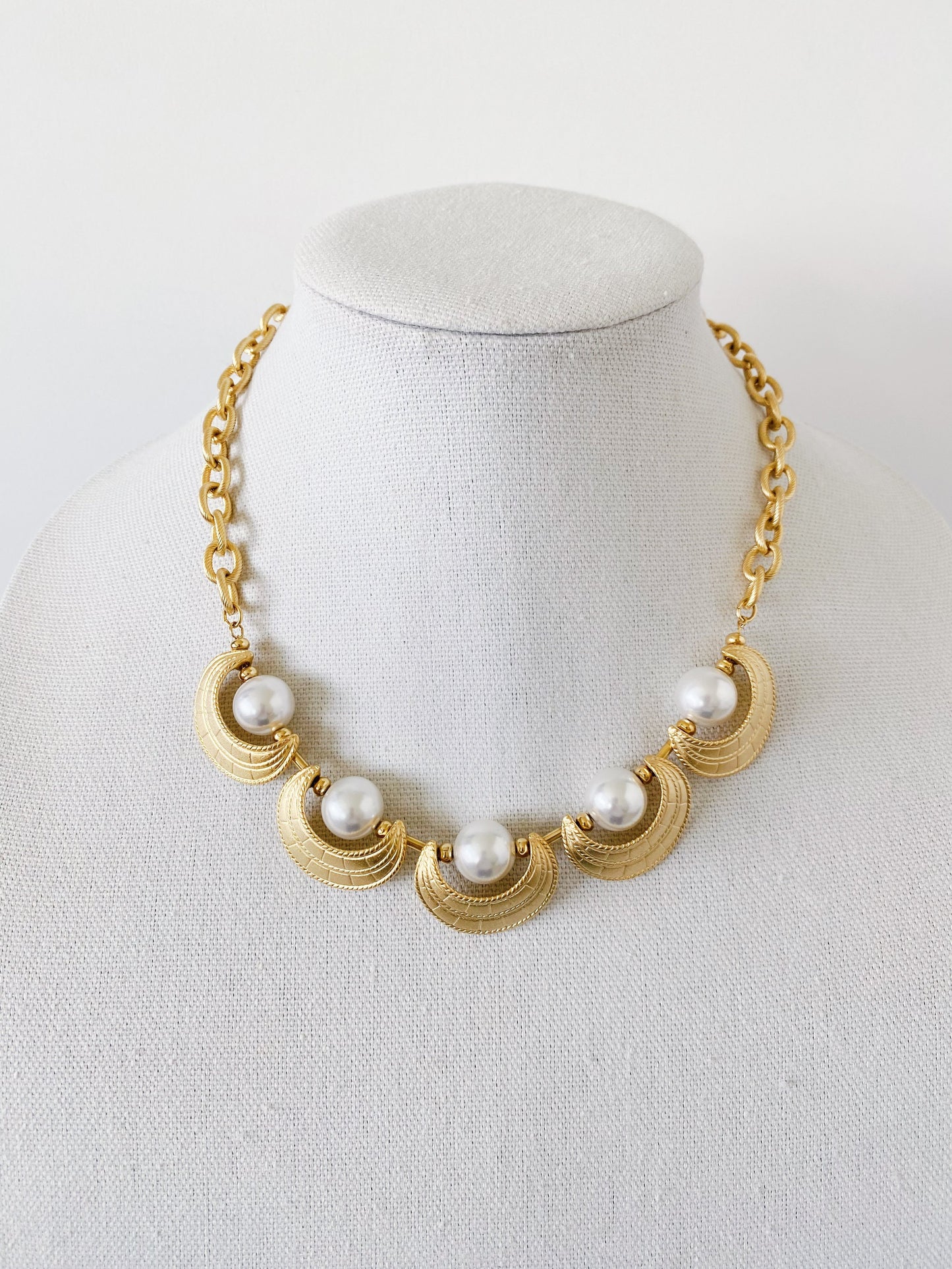 Vintage Crescent Pearl Necklace