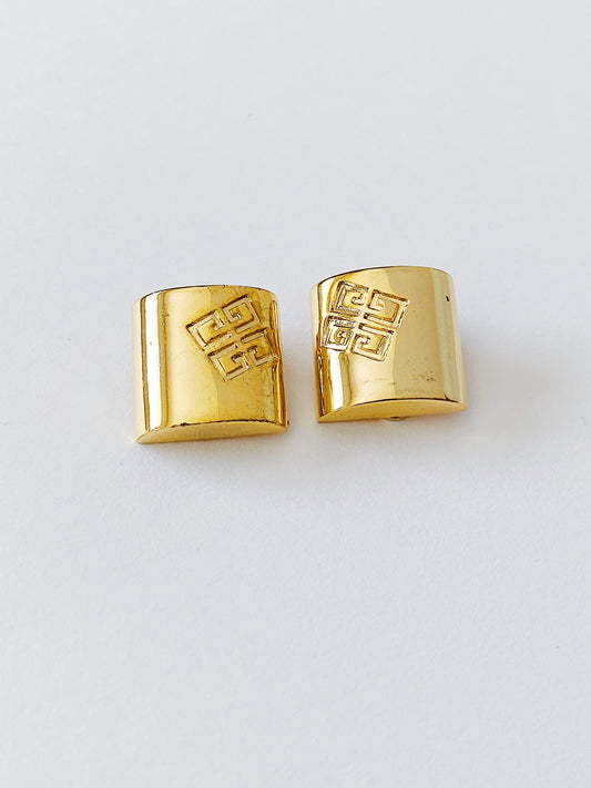 Vintage Givenchy Logo Square Clip-On Earrings