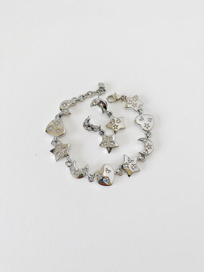 Vintage Kirks Folly Moon & Stars Bracelet Aurora Borealis Rhinestone
