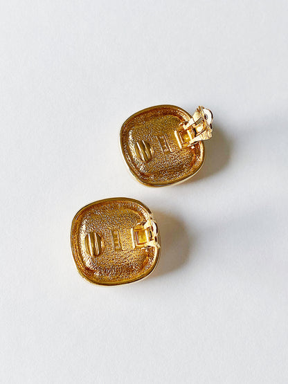 Vintage Swarovski Cushion-Cut Crystal Clip Earrings