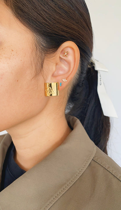 Vintage Givenchy Logo Square Clip-On Earrings