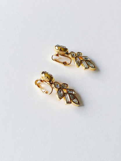 Vintage Swarovski Floral Drop Clip Earrings